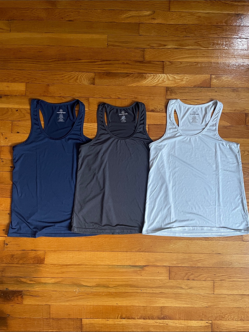 3-Pack Racerback Tank Tops - Navy, Charcoal, Silver